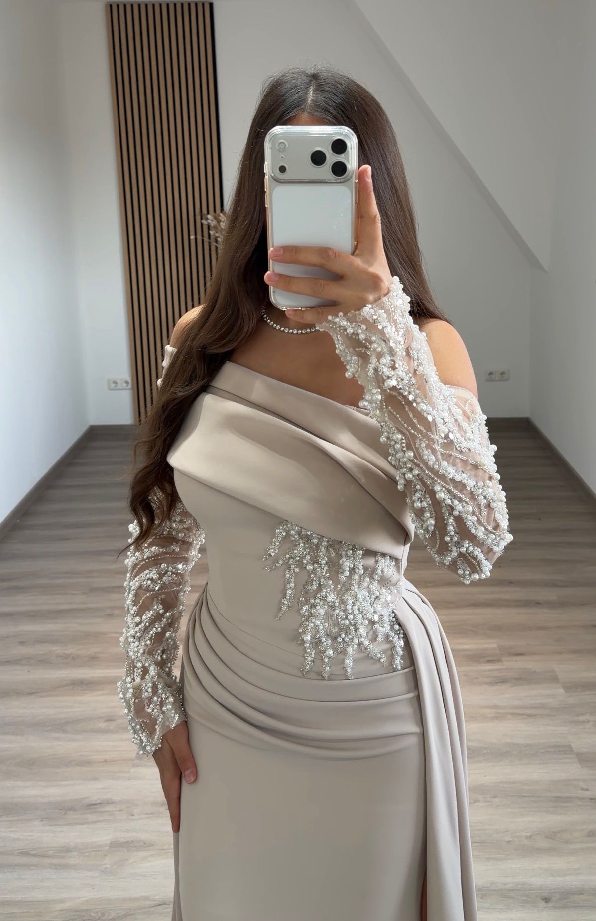 Charming Long Sleeves Square SweepTrain Evening Dress