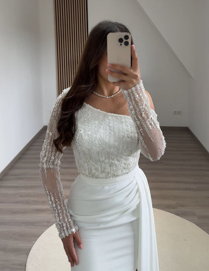 Elegant Long Sleeves Square A-Line Evening Dress