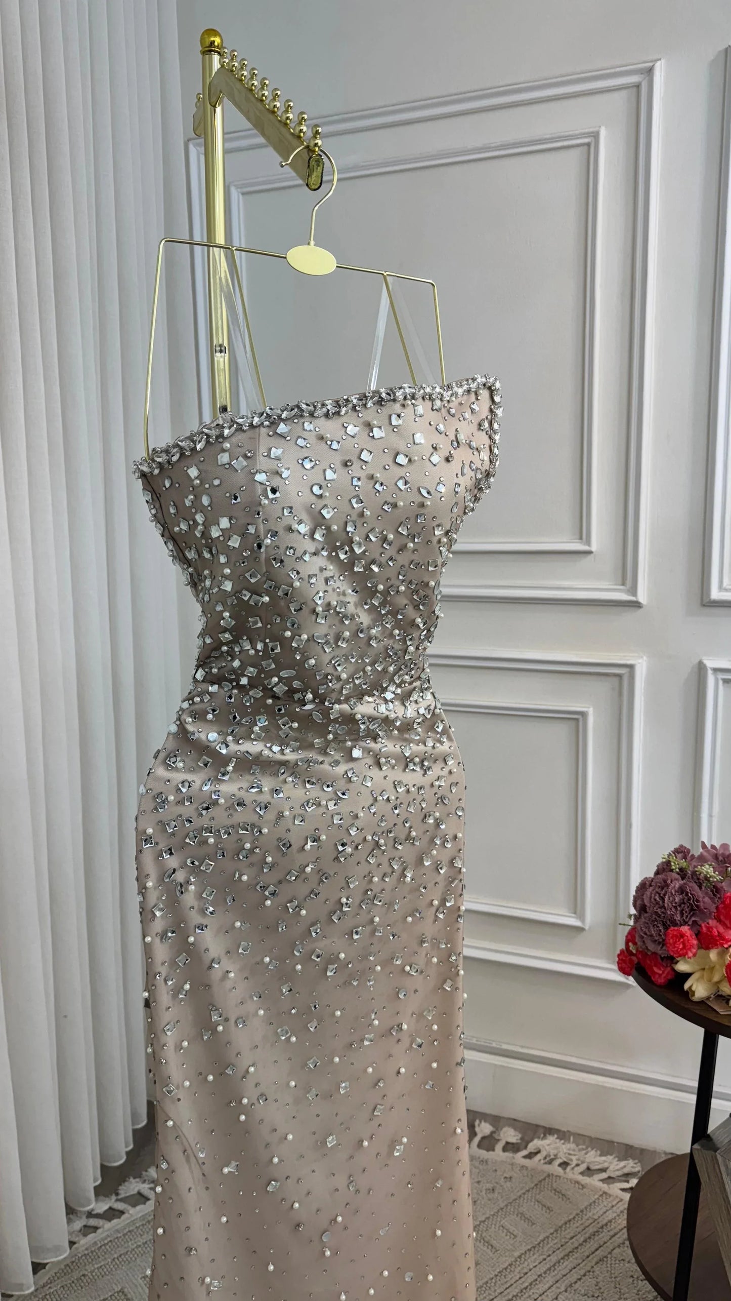 Mermaid Strapless Sequins Semi Formal Grad Long Prom Dress