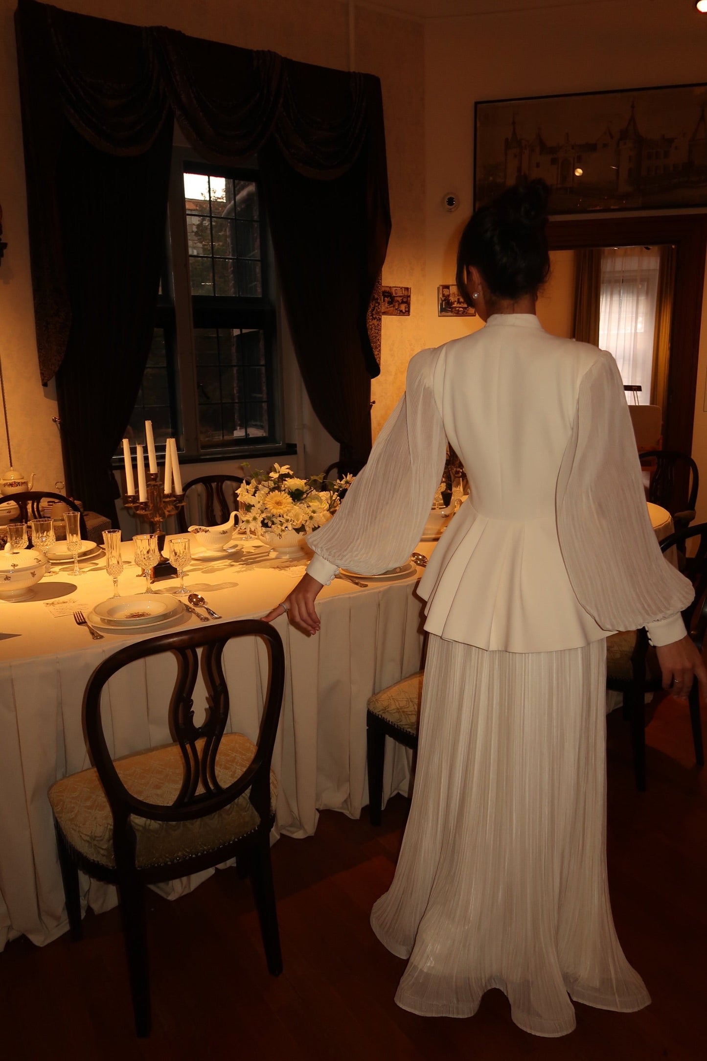 The Maxime Suit Ivory Long Sleeves Evening Dress