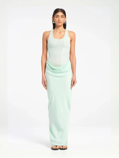 Scoop Neck Ruched Ankle Length Prom Dress