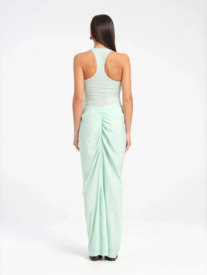 Scoop Neck Ruched Ankle Length Prom Dress