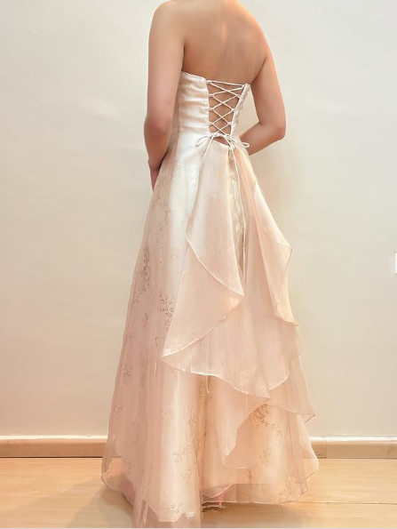 Glitter A Line Strapless Evening Gown