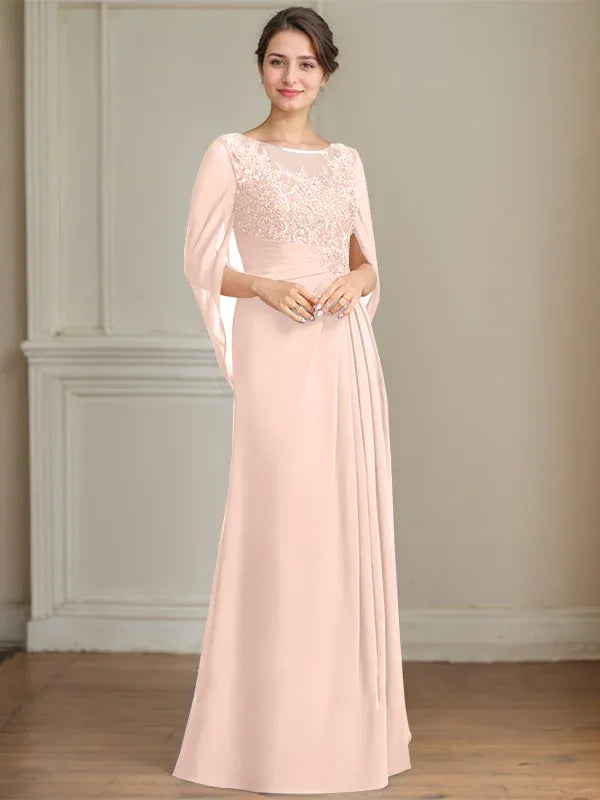 A-Line Scoop Floor-Length Mother of the Bride Dress