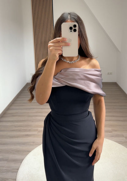 Halter Sleeveless Slit Ruched Evening Dress