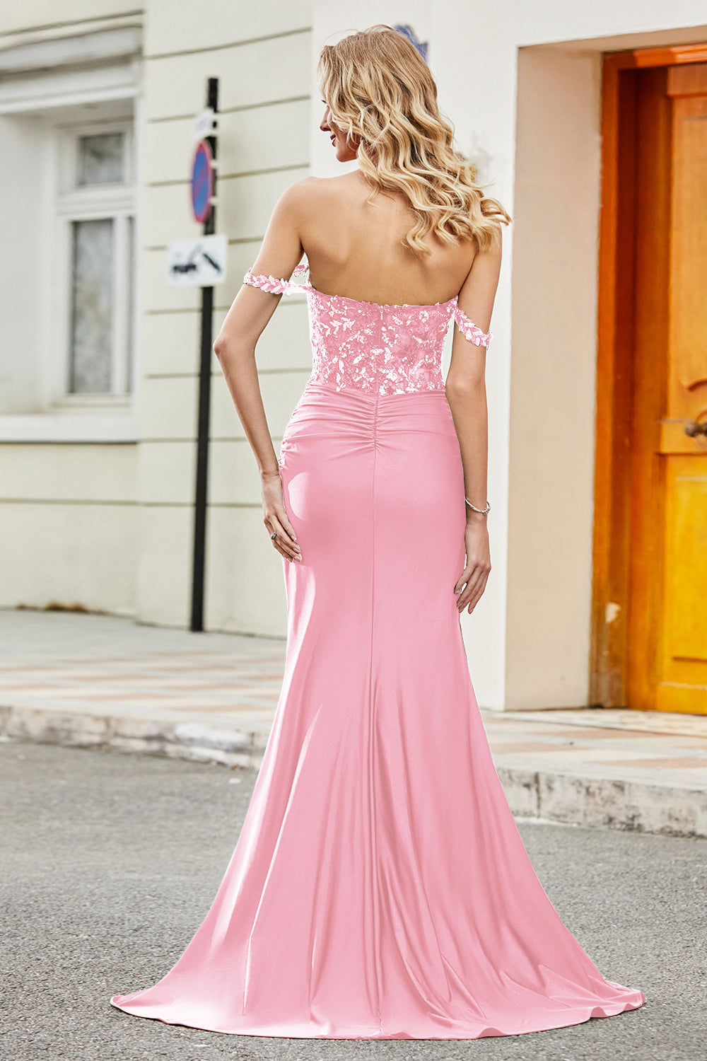 Off Shoulder Mermaid Prom Dress Ruched Long Evening Dress