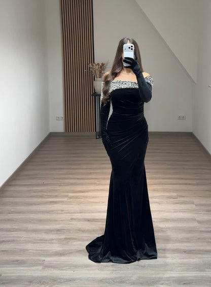Luxury Crystal Sleeveless Scoop High Slit Sequins Evening Dress