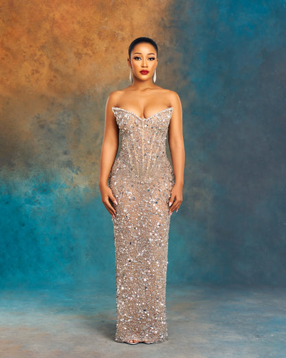 Sparkly Sleeveless Sweetheart Sequins A-Line Prom Dress