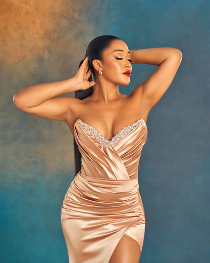 Sheath Sleeveless V-Neck Beads Prom Dress