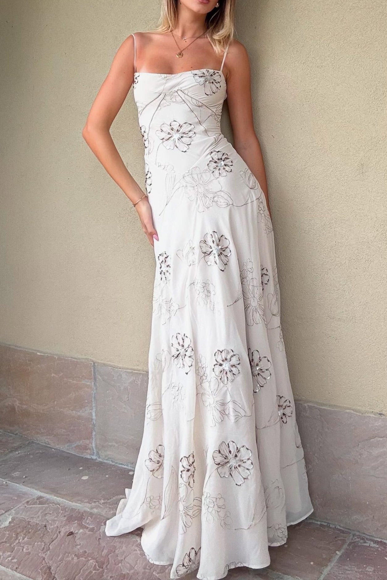 Beautiful A Line Spaghetti Straps White Long Party Dress with Criss