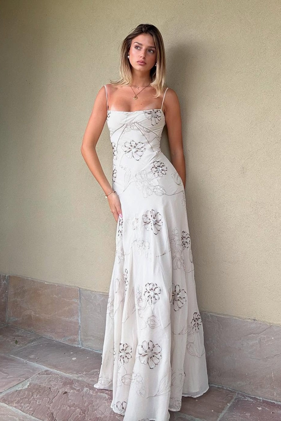 Beautiful A Line Spaghetti Straps White Long Party Dress with Criss