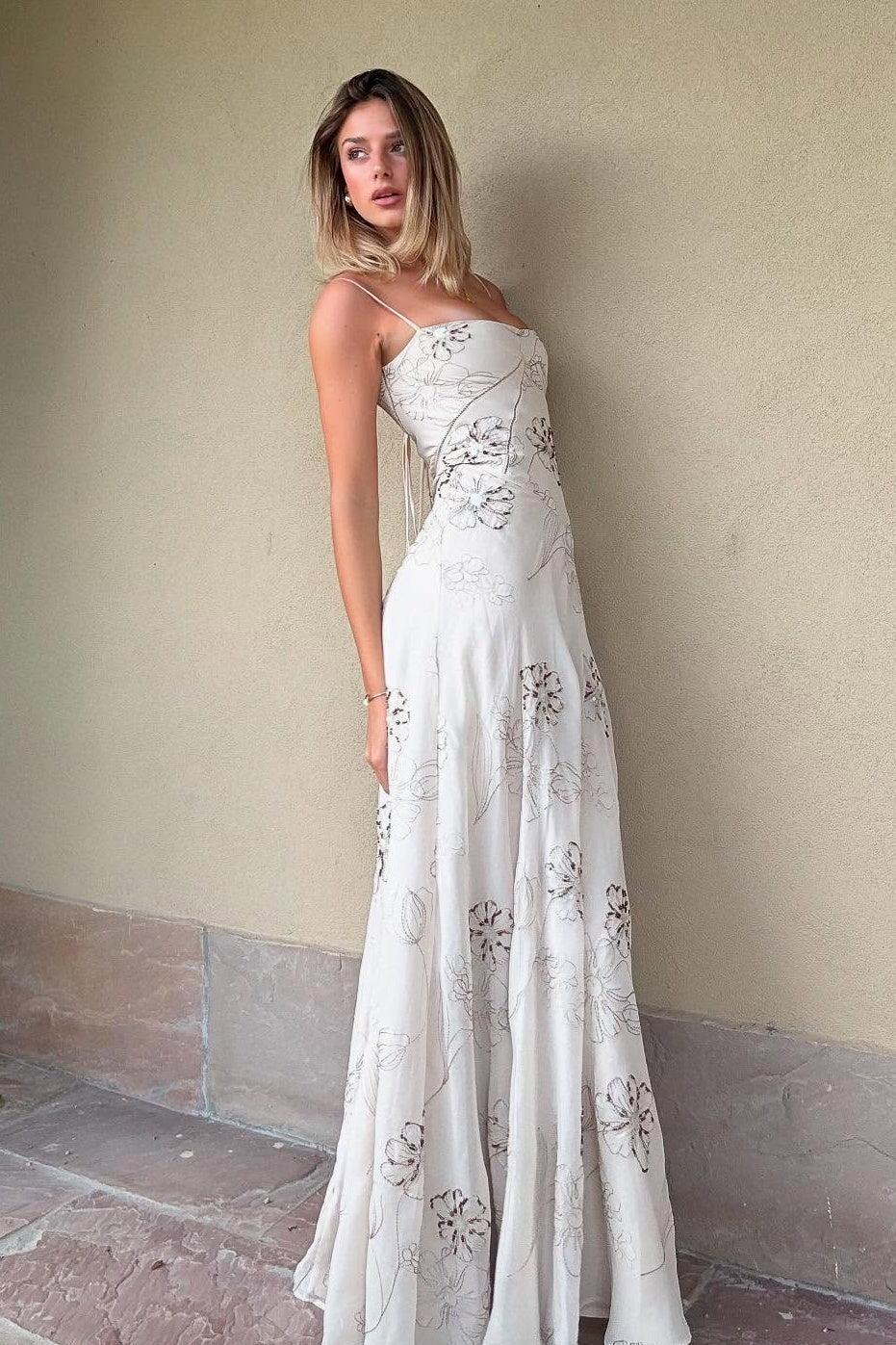 Beautiful A Line Spaghetti Straps White Long Party Dress with Criss