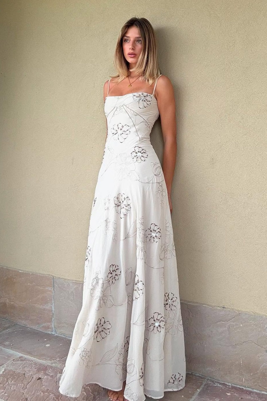 Beautiful A Line Spaghetti Straps White Long Party Dress with Criss