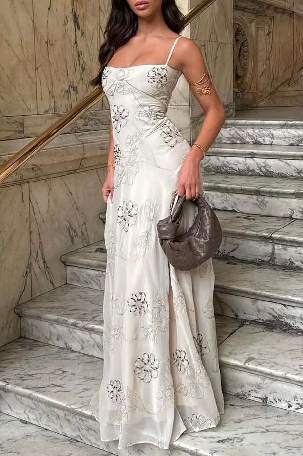 Beautiful A Line Spaghetti Straps White Long Party Dress with Criss