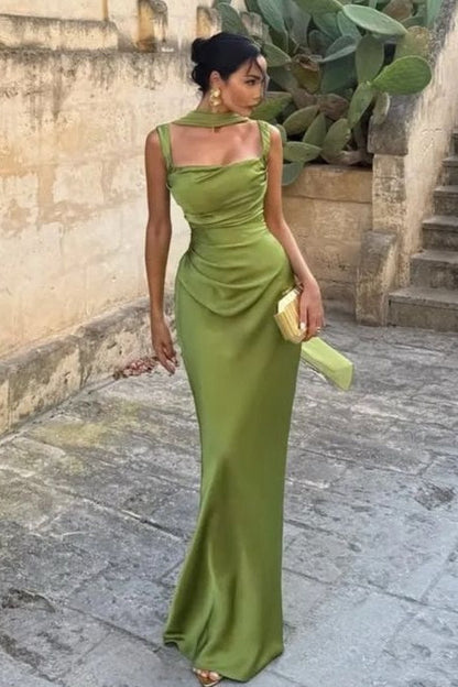 Charming Mermaid Square Neck Long Prom Dress