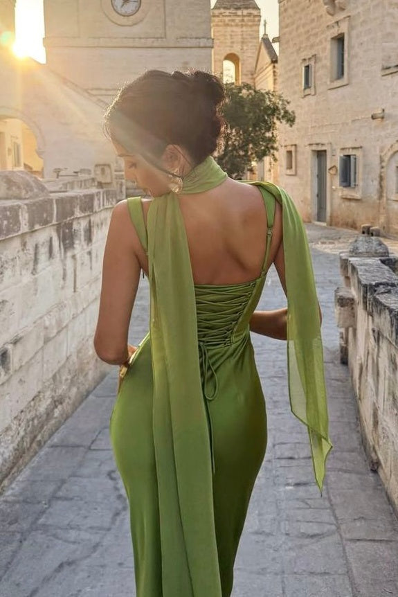 Charming Mermaid Square Neck Long Prom Dress