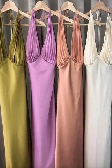 Chic Mermaid Deep V Neck Orange Long Prom Dress with Ruched