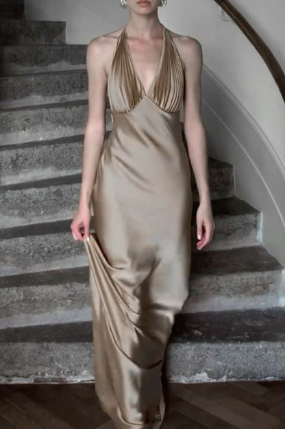 Chic Mermaid Deep V Neck Orange Long Prom Dress with Ruched