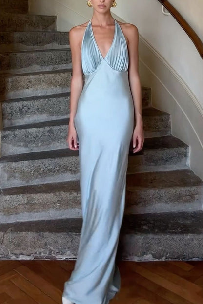 Chic Mermaid Deep V Neck Orange Long Prom Dress with Ruched