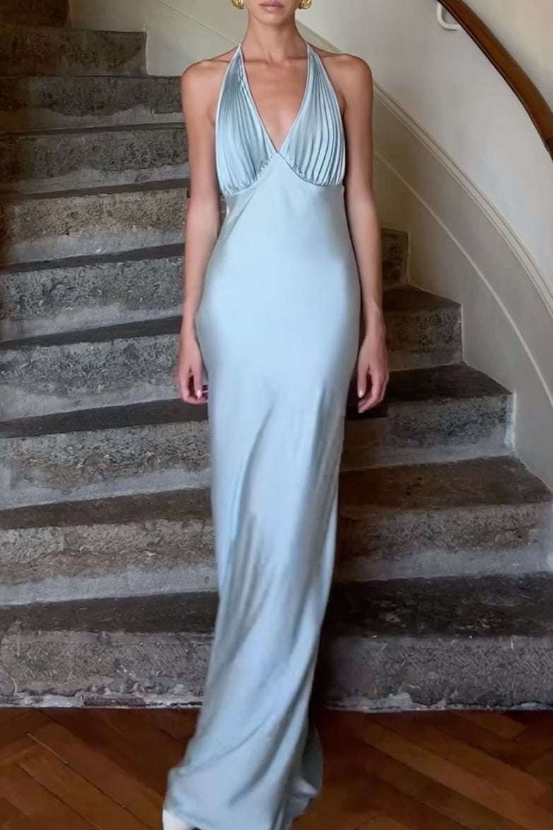 Chic Mermaid Deep V Neck Orange Long Prom Dress with Ruched