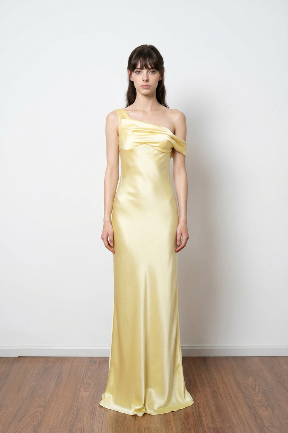 Chic One Shoulder Satin Sheath Simple Prom Dress Formal Dress