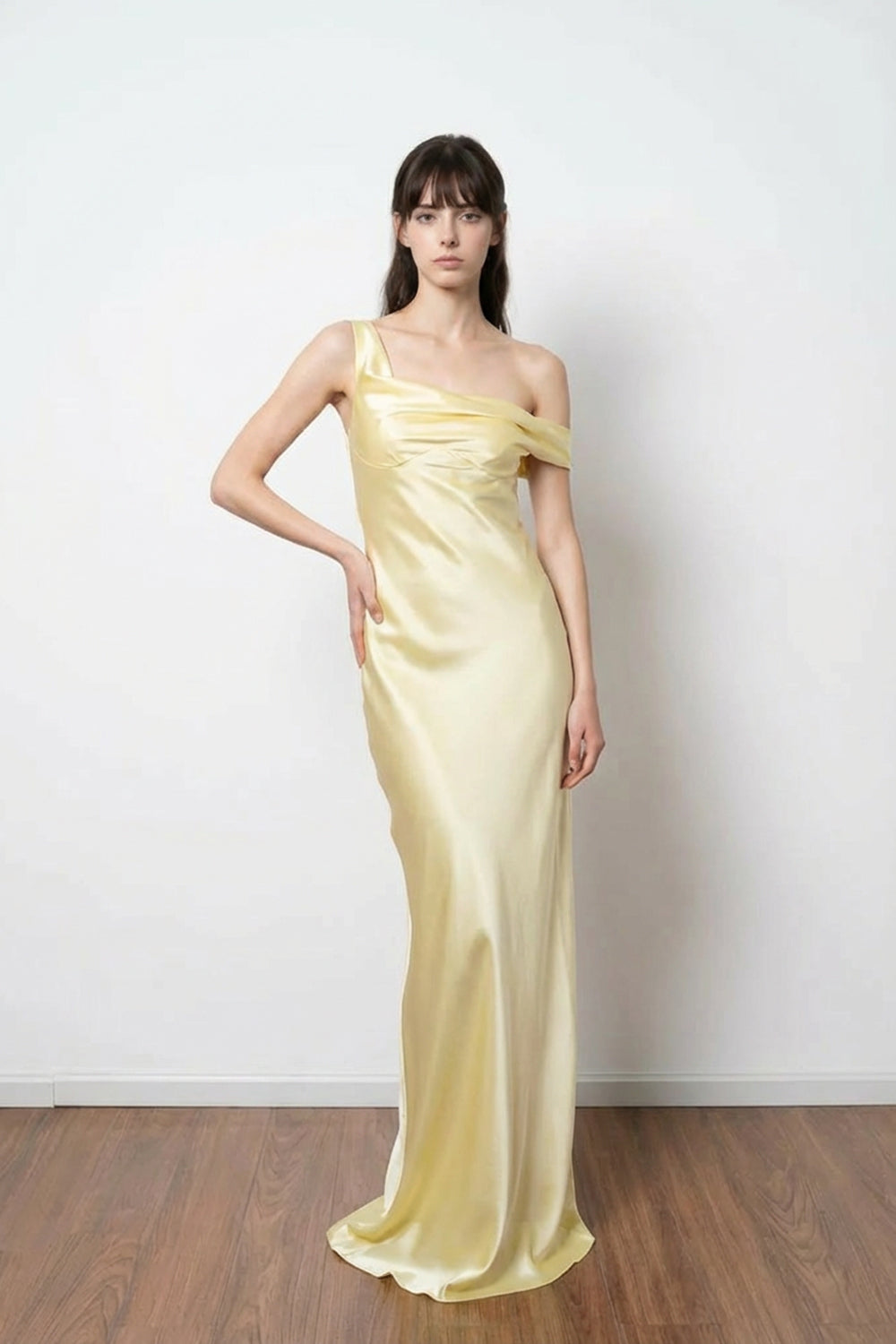 Chic One Shoulder Satin Sheath Simple Prom Dress Formal Dress