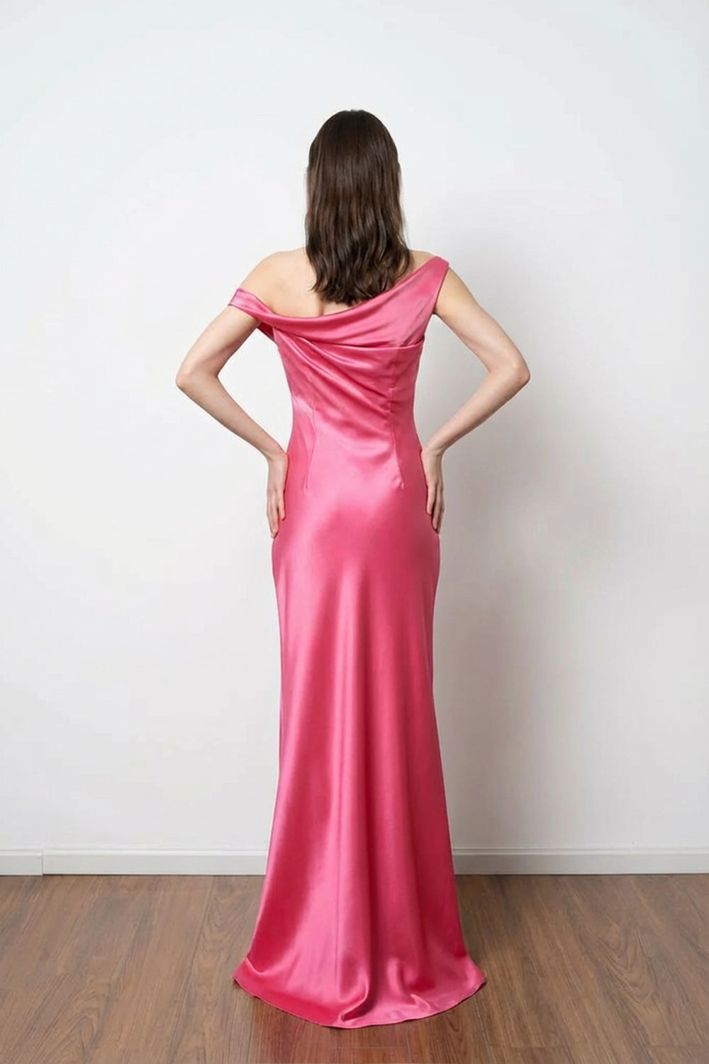 Chic One Shoulder Satin Sheath Simple Prom Dress Formal Dress
