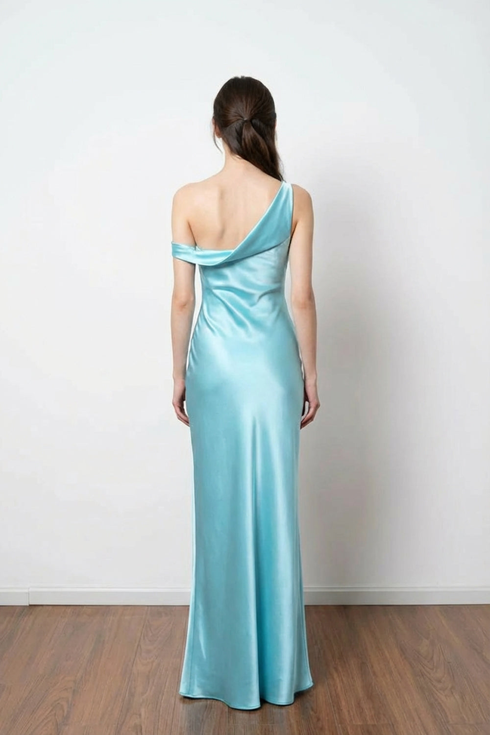 Chic One Shoulder Satin Sheath Simple Prom Dress Formal Dress