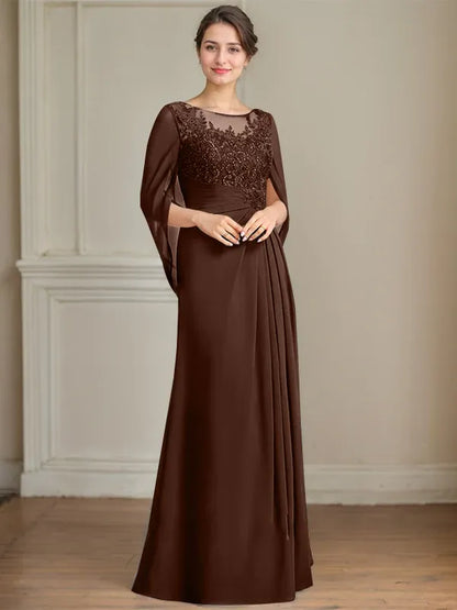 A-Line Scoop Floor-Length Mother of the Bride Dress