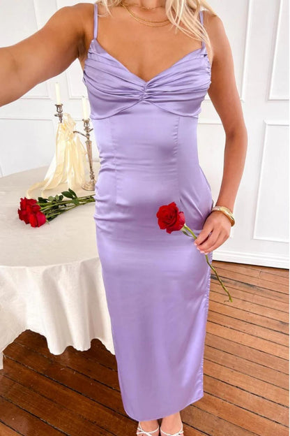 Classic Sheath Spaghetti Straps Candy Pink Long Prom Dress