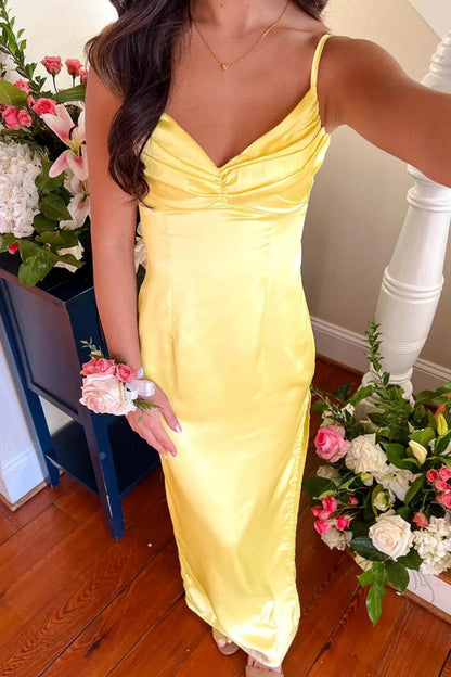 Classic Sheath Spaghetti Straps Candy Pink Long Prom Dress