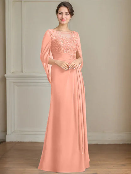 A-Line Scoop Floor-Length Mother of the Bride Dress