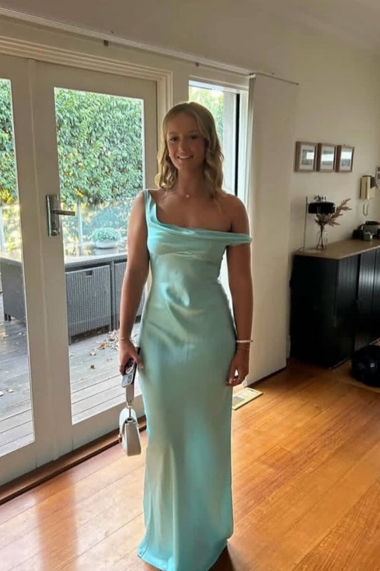 Tube Top One-Strap Sleeveless Mermaid Prom Dress Satin Floor-Length Party Gowns