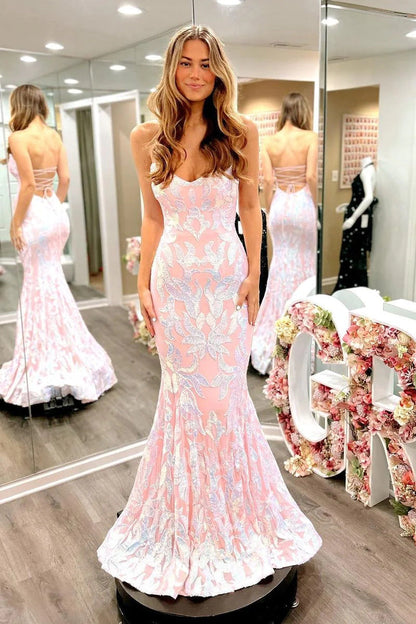 Cute Mermaid Strapless Blush Pink Long Prom Dress