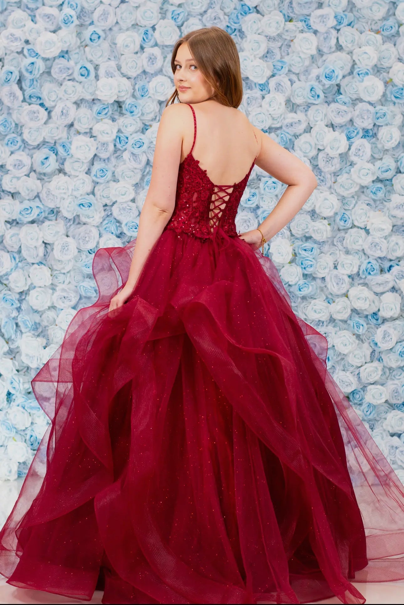 Gorgeous Glitter Tulle Ruffle Gown