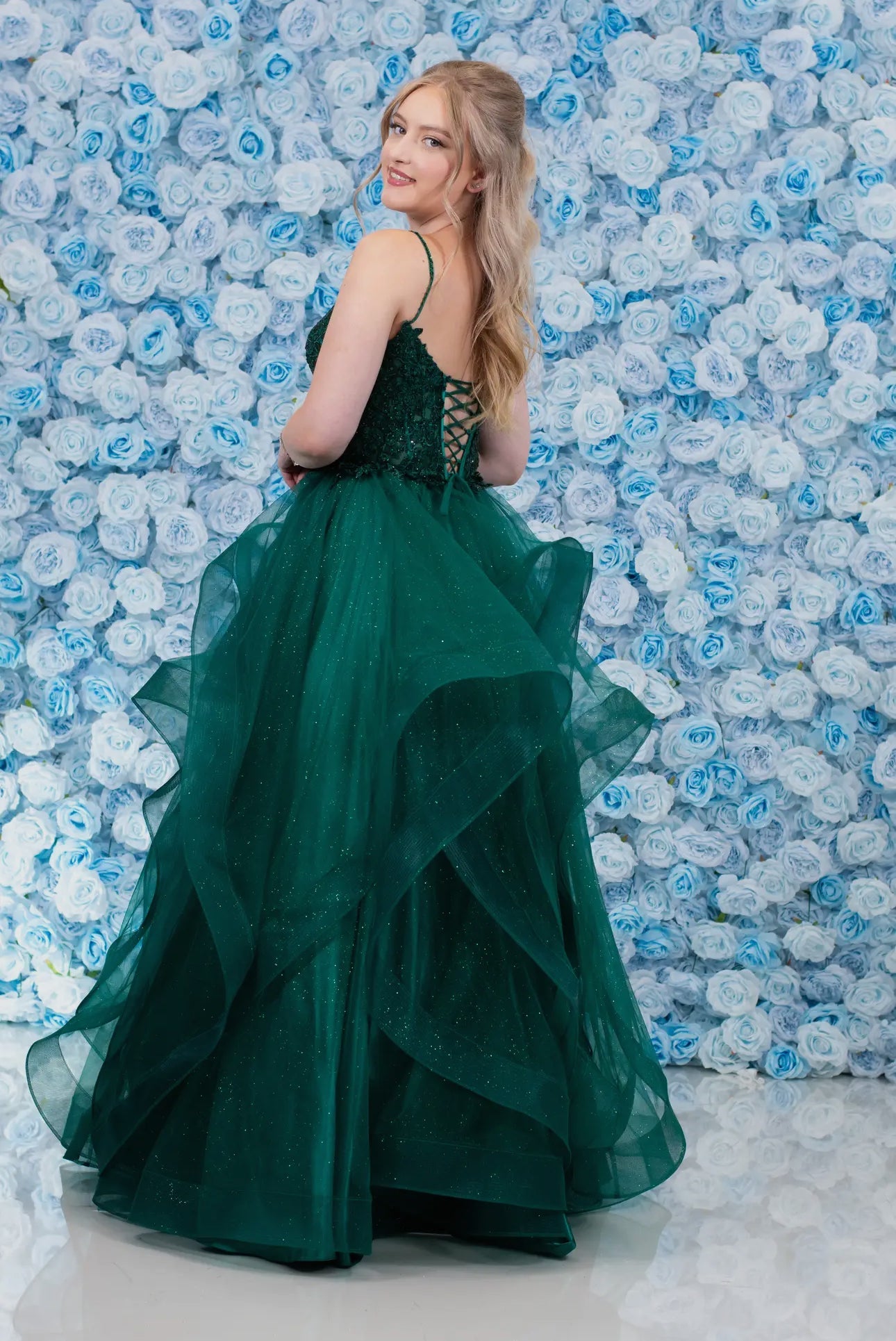 Gorgeous Glitter Tulle Ruffle Gown