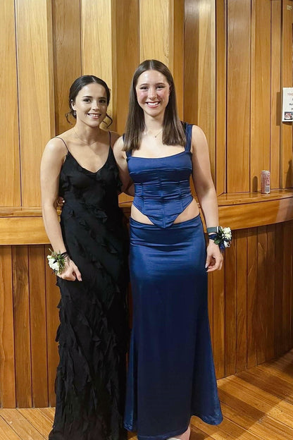 Two-piece Yellow Satin Corset Mermaid Dress