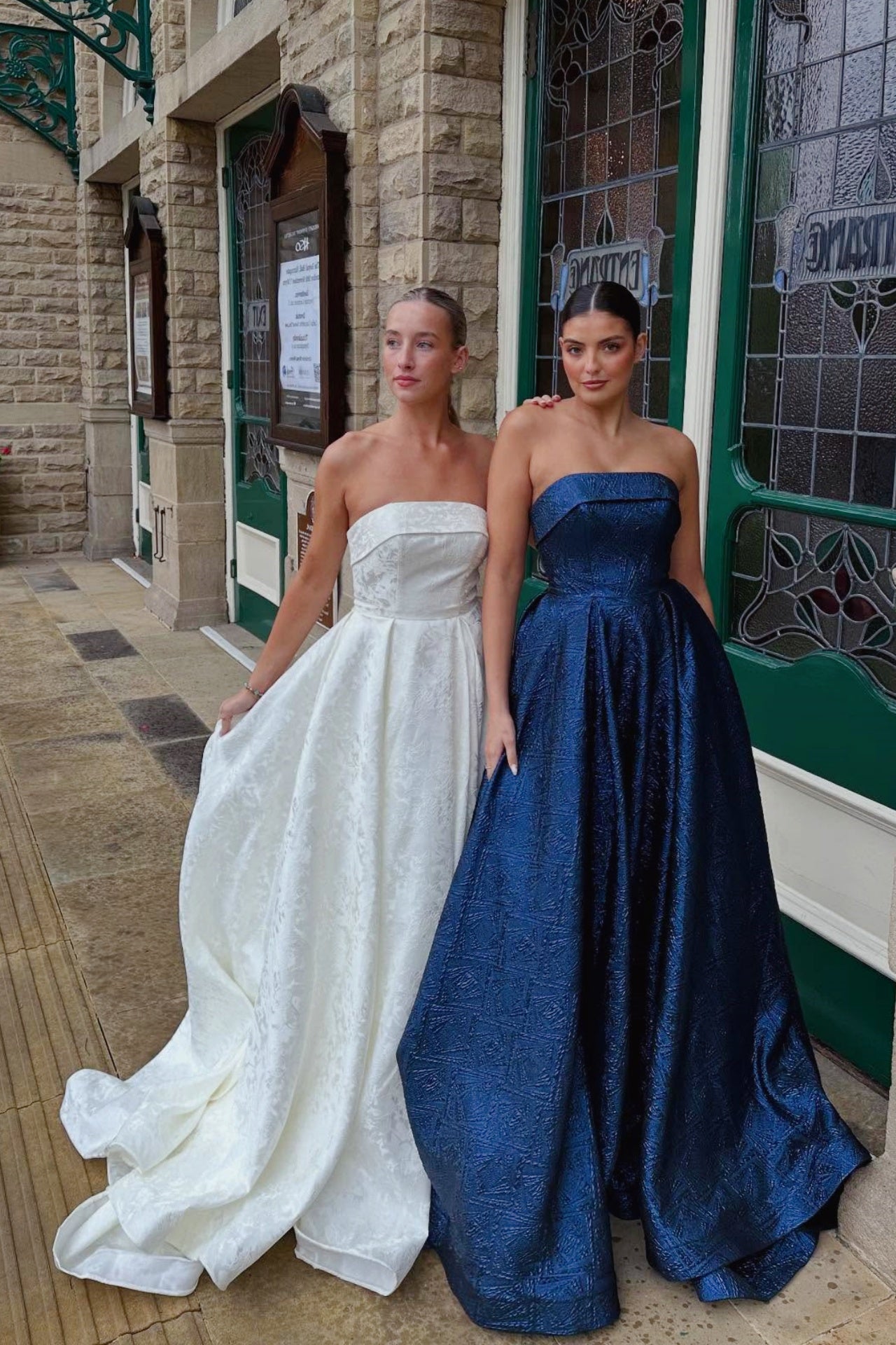 Burgundy Strapless Jacquard A-Line Dress