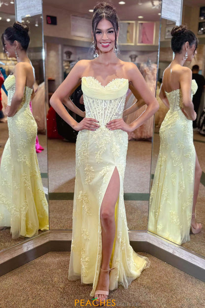 Light Blue Sweetheart Slit Mermaid Gown