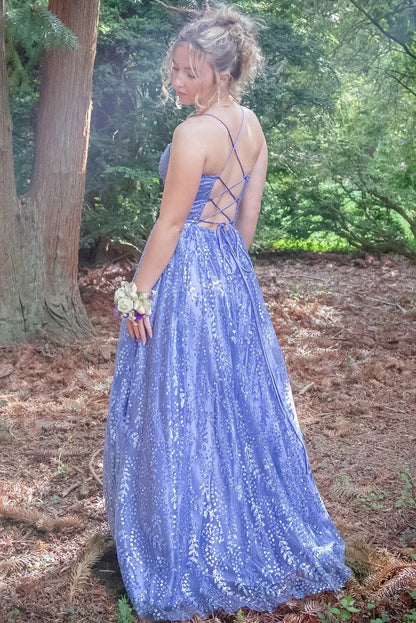 Spaghetti Straps Sweetheart Fully Sequined Beaded Tulle A-Line Prom Dress