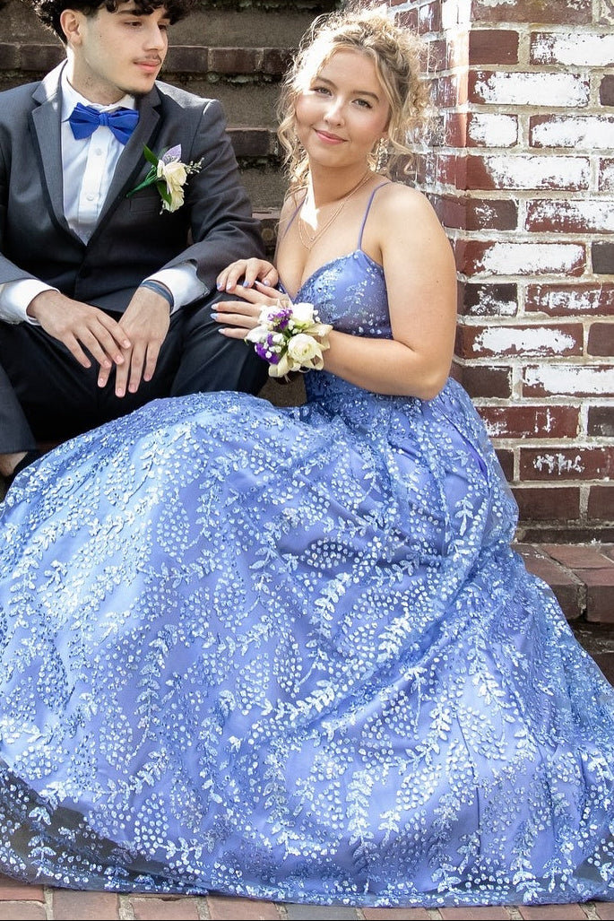 Spaghetti Straps Sweetheart Fully Sequined Beaded Tulle A-Line Prom Dress