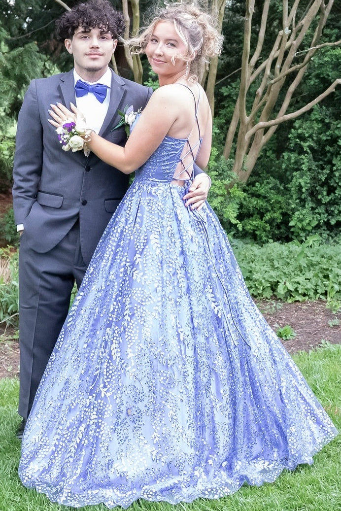 Spaghetti Straps Sweetheart Fully Sequined Beaded Tulle A-Line Prom Dress