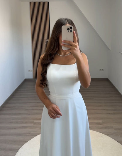 Scoop Prom Dress with Pearls Corset Evening Party Dress