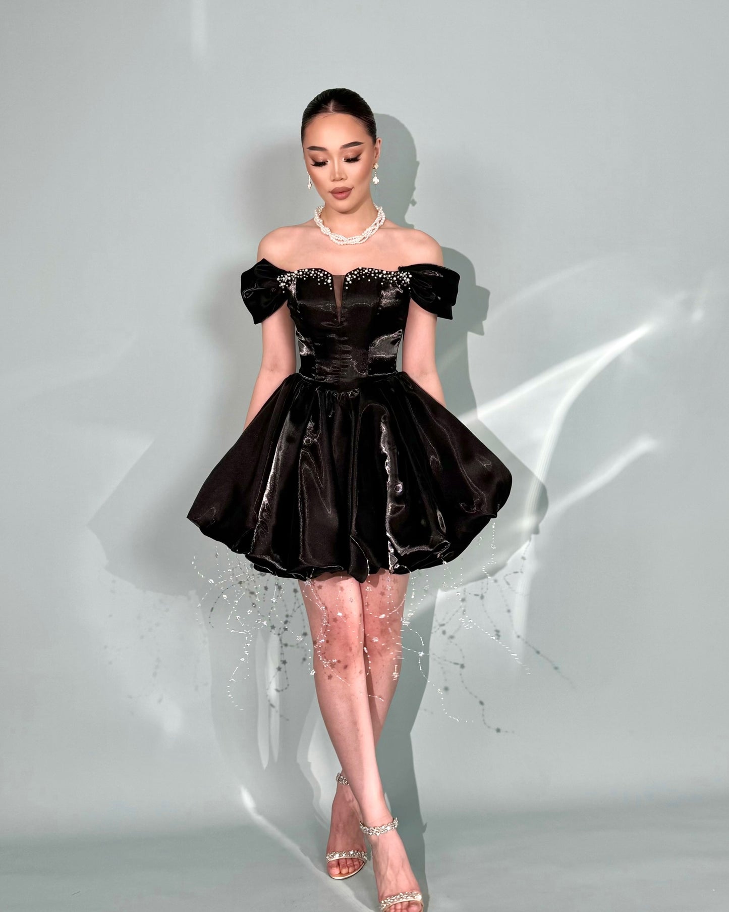 Off-the-Shoulder Corset Bubble Skirt Mini Dress