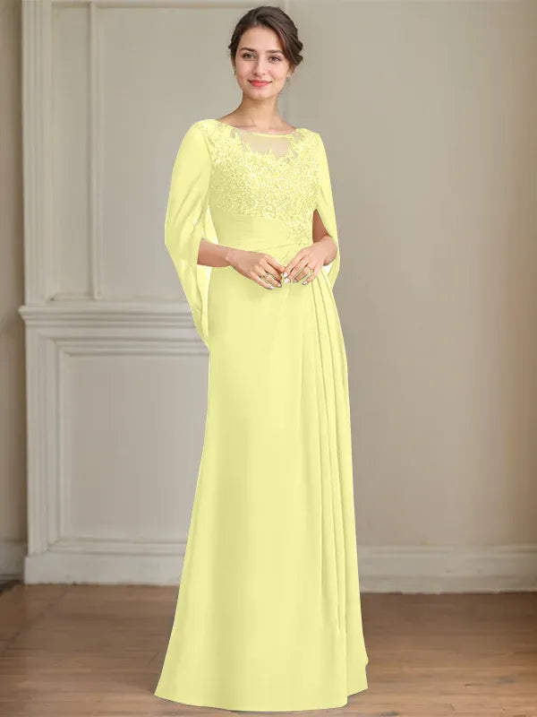 A-Line Scoop Floor-Length Mother of the Bride Dress