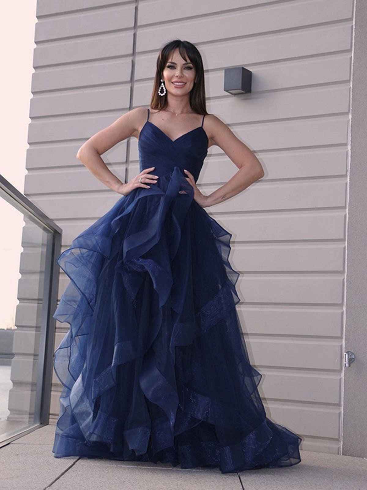 Dark Navy Blue Long Formal Graduation Dress