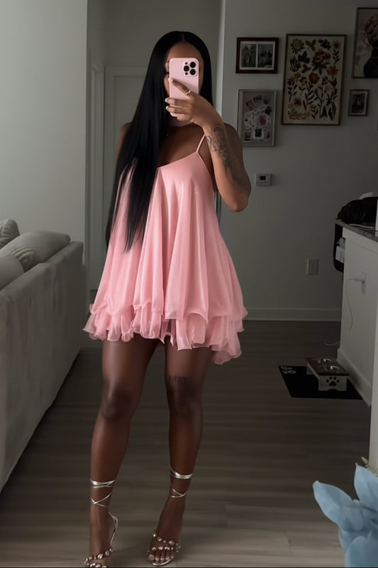 Tiered Ruffle Babydoll Mini Dress with Choker