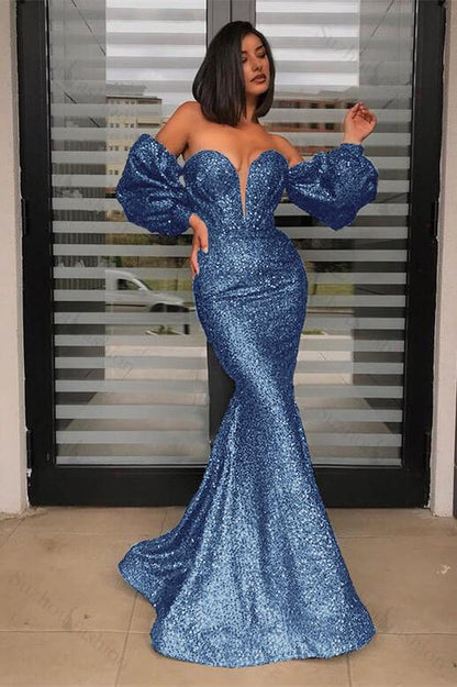 Strapless Sweetheart Sequined Evening Formal Dress