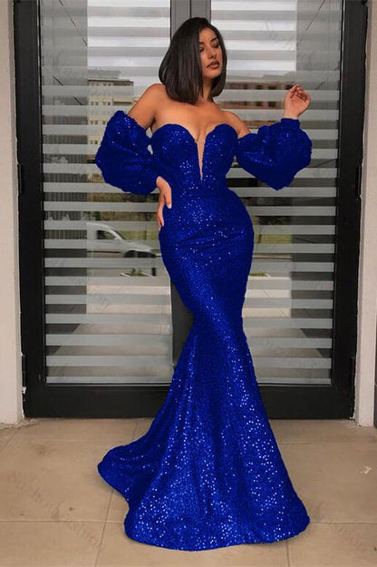 Strapless Sweetheart Sequined Evening Formal Dress