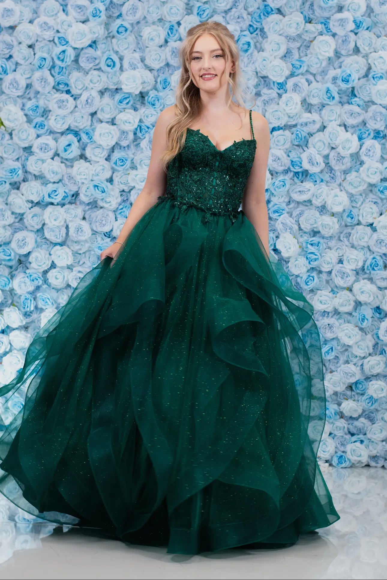 Gorgeous Glitter Tulle Ruffle Gown